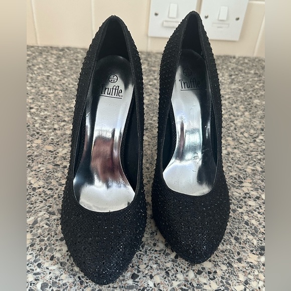 Sparkle black high heels black size 7 truffle used occasion wedding occasion - Picture 2 of 16